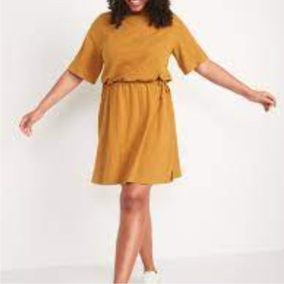 Old Navy Dresses & Skirts - Old Navy | Mustard Yellow Cinched Waist T Shirt Dress